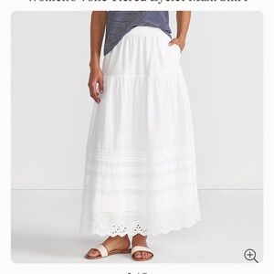 Lands’ End Women's Voile Tiered Eyelet Maxi Skirt